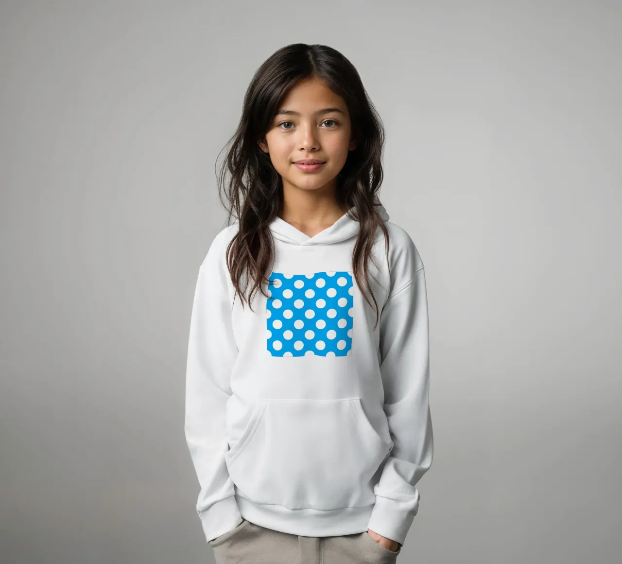 Polka Dots in Sky Blue kids hoodie by Happy Littles
