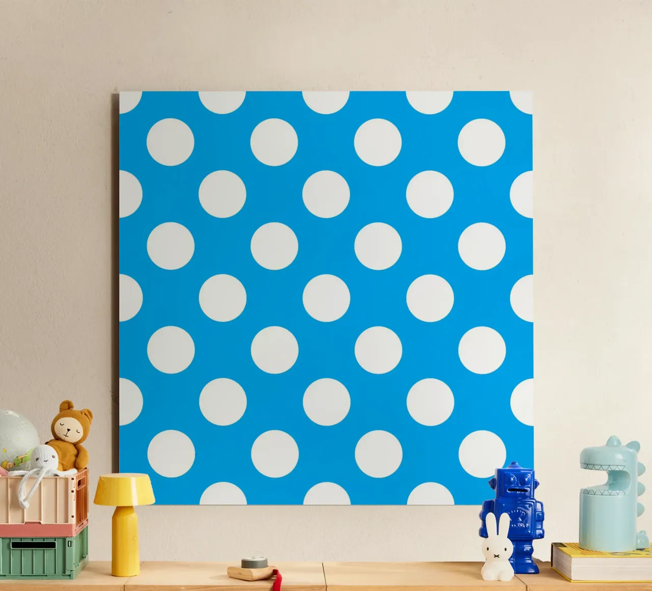 Polka Dots in Sky Blue alu-dibond by Happy Littles