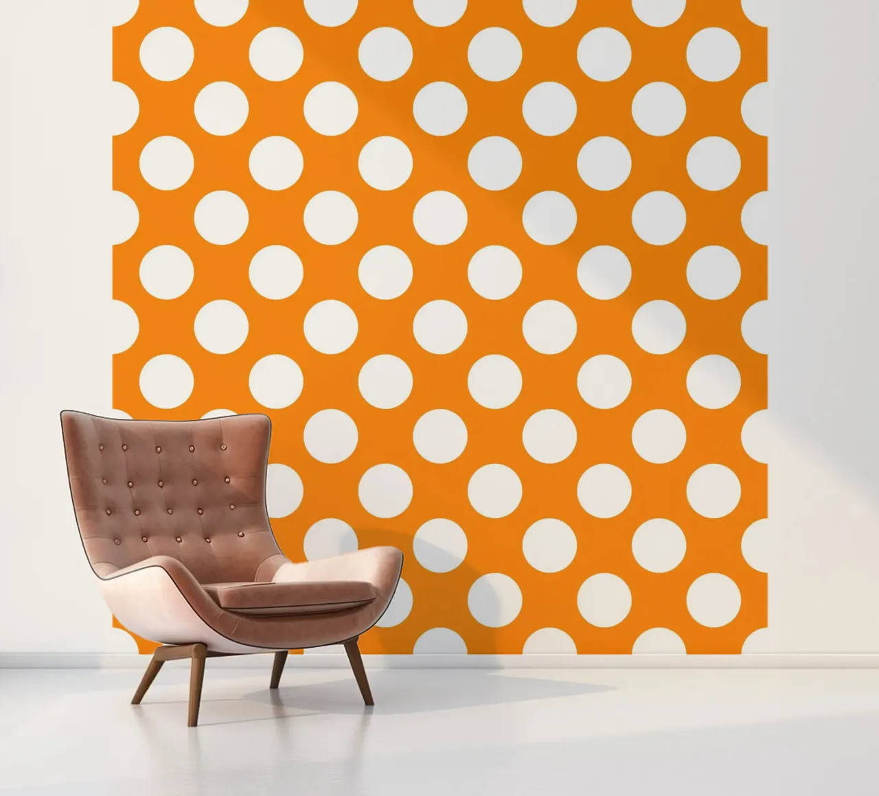 Polka Dots in Tangerine Fototapete von Happy Littles
