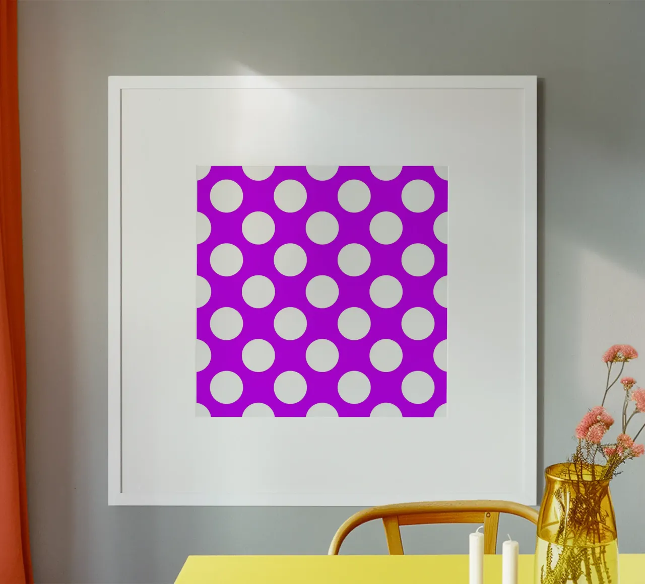 Pois in viola vibrante poster con telaio in plastica da Happy Littles