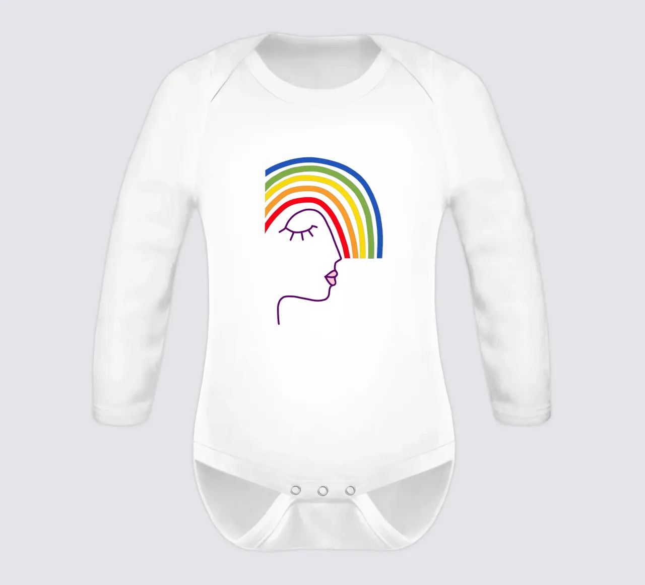 Wearing Pride • Abstract Rainbow Head long-sleeve baby romper by Dominique Vari