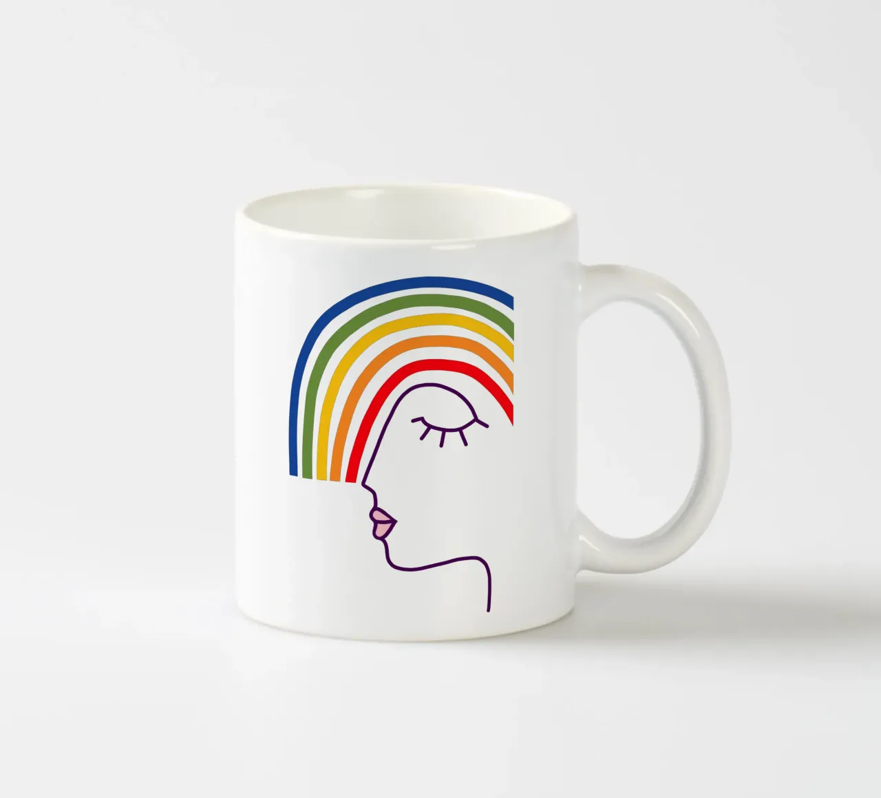 Indossare l'orgoglio - Testa astratta dell'arcobaleno tazza in ceramica da Dominique Vari