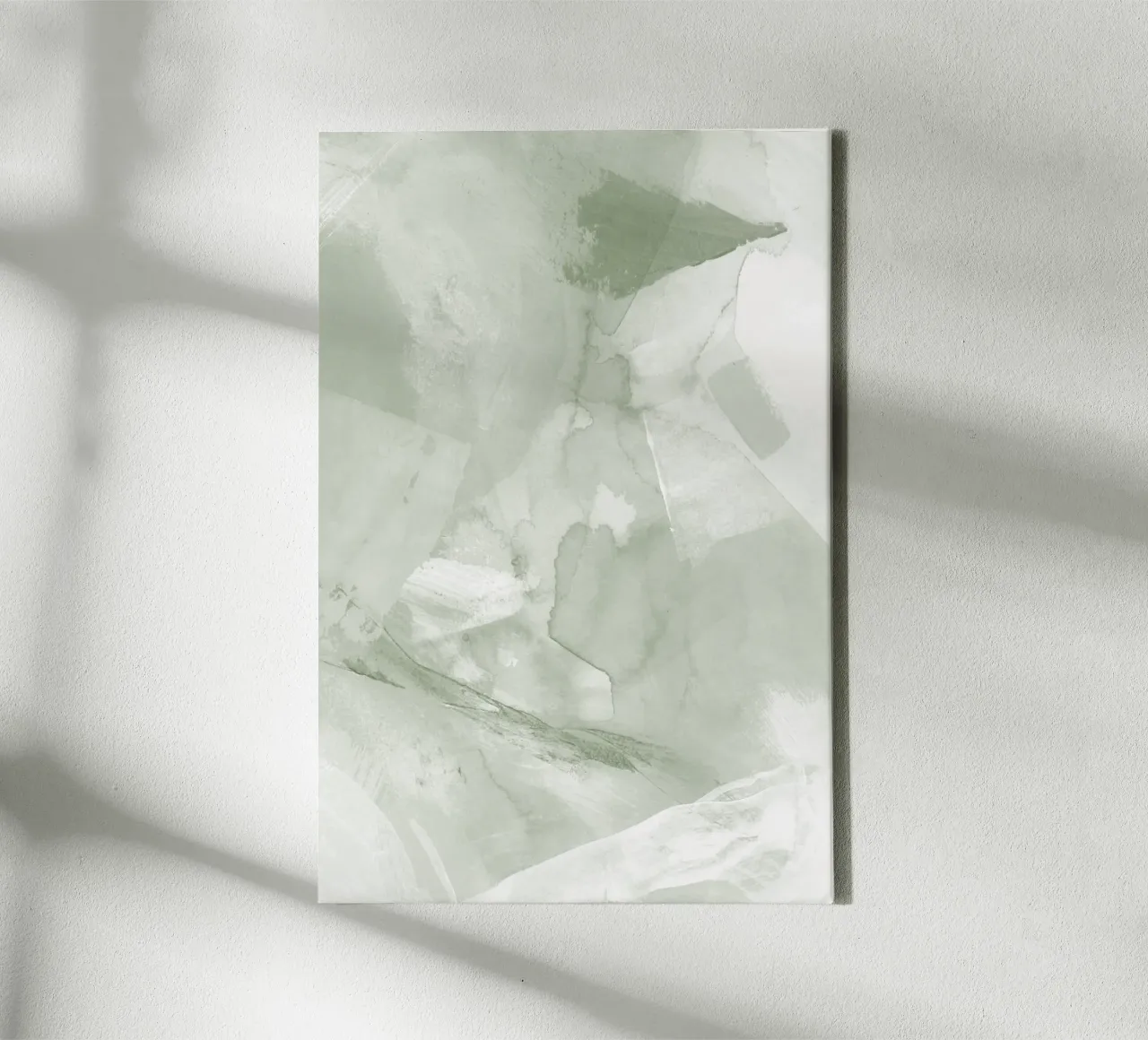 Pinselstriche Grüntöne 5 Leinwand mit Schattenfugenrahmen von NouveauPrints