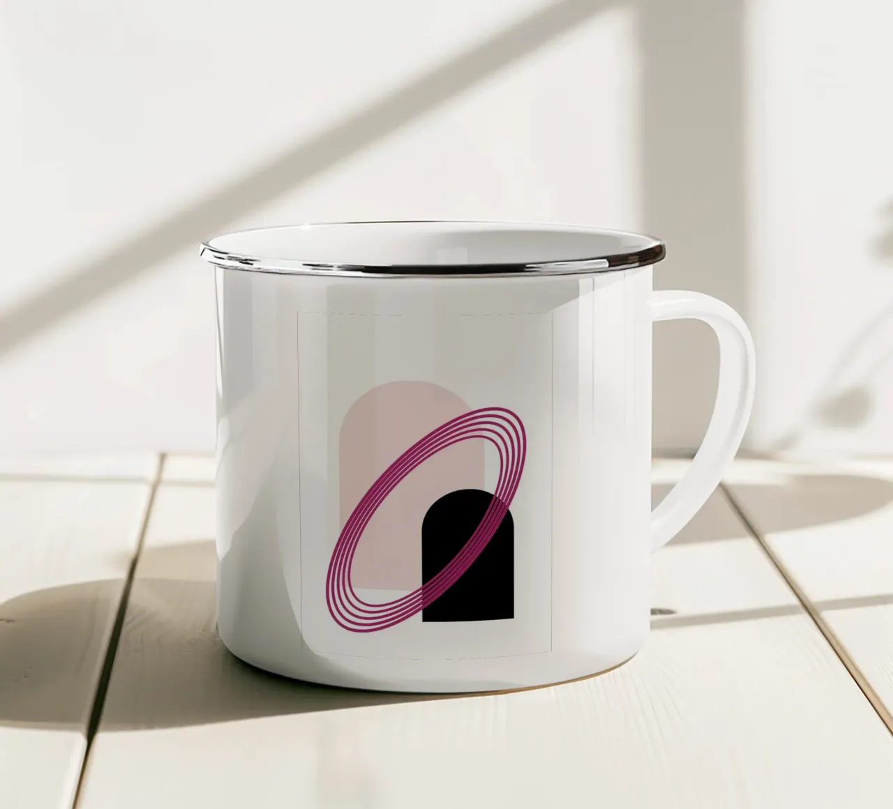 Abstract Archway Serenity - Modern Minimalist Geometric Art enamel mug by NorwesClub
