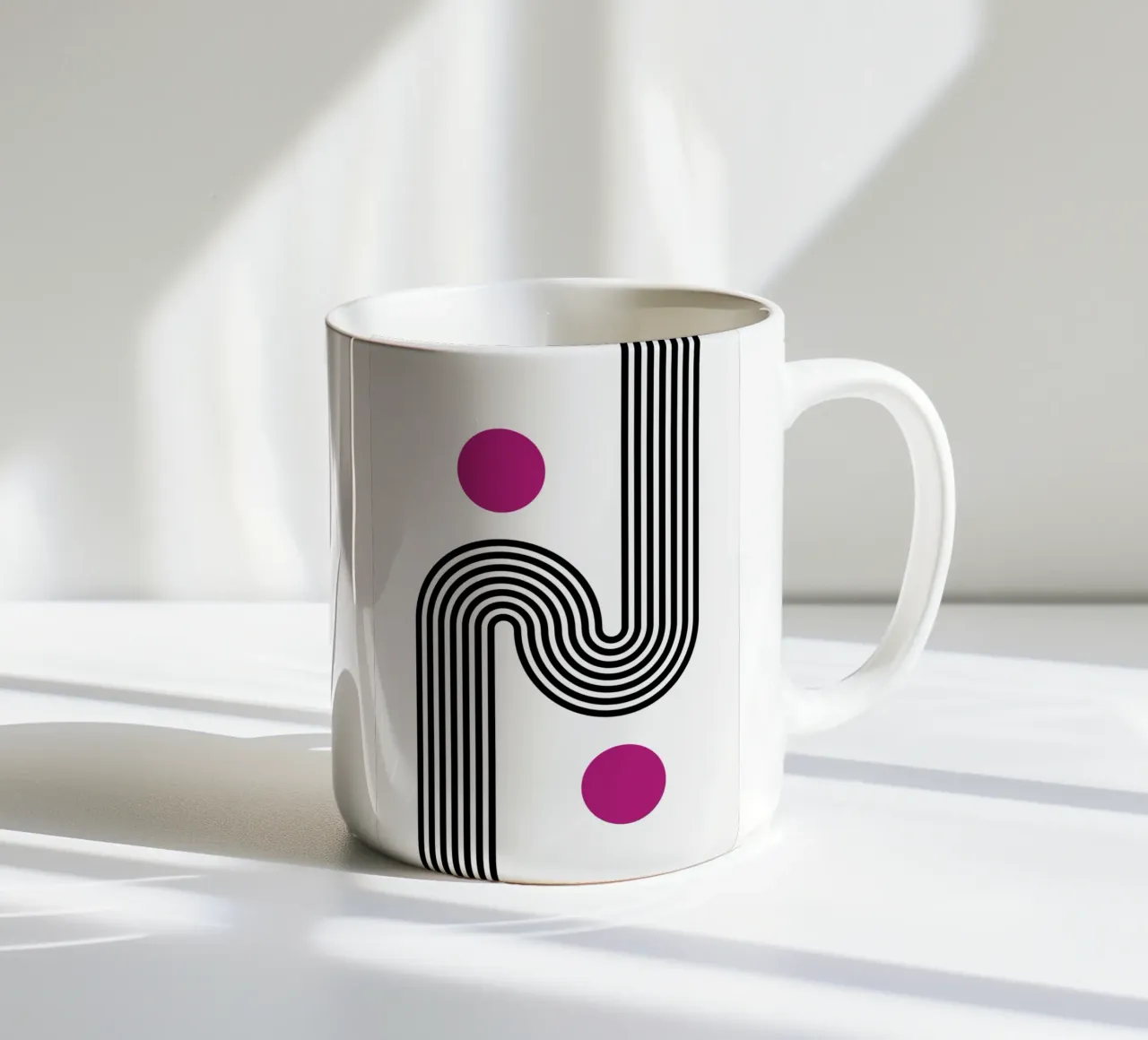 Op Art Curves & Dots - Modern Abstract Geometric Print ceramic mug by NorwesClub