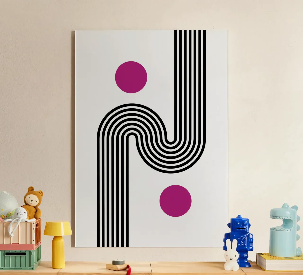 Op Art Curves & Dots - Impresión geométrica abstracta moderna metacrilato de NorwesClub