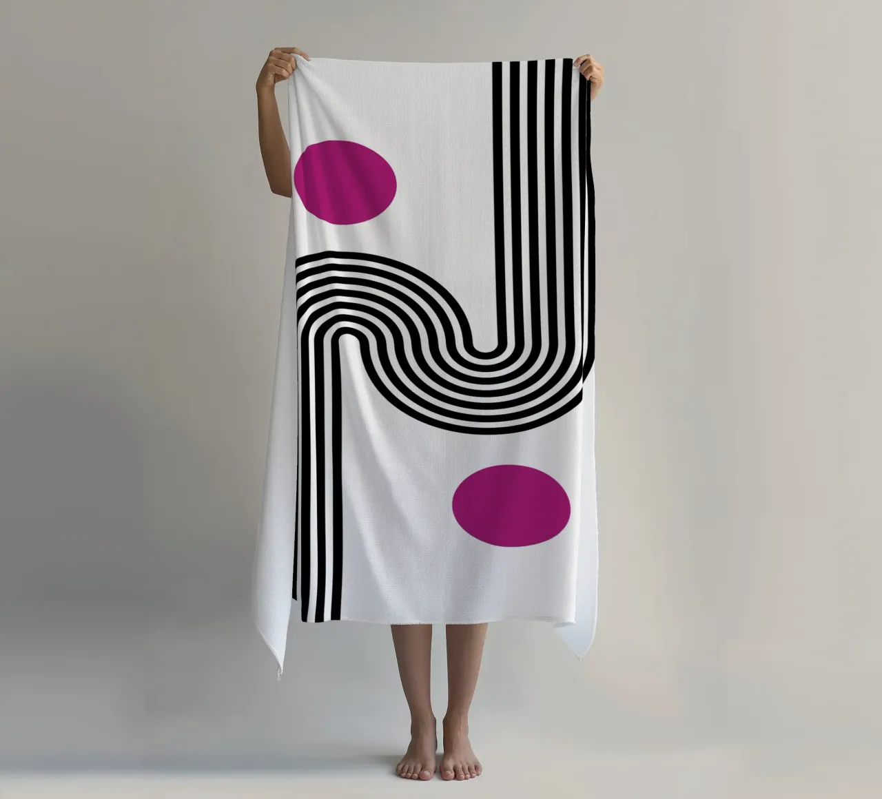 Op Art Curves & Dots - Modern Abstract Geometric Print beach towel by NorwesClub