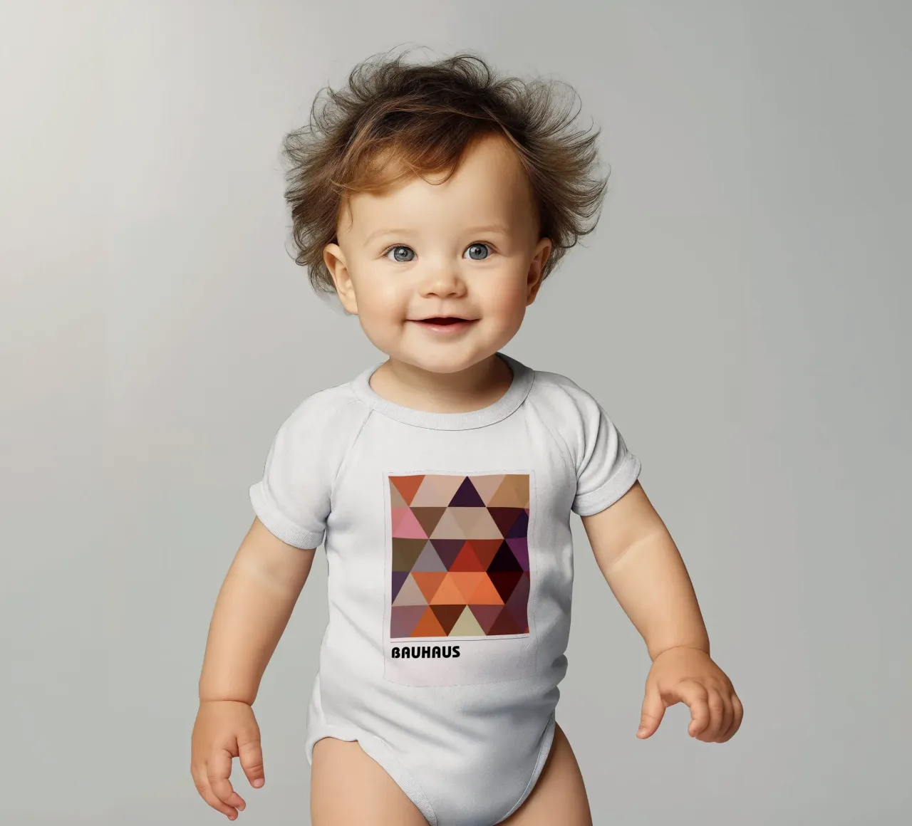 Bauhaus Triangle Grid - Geometric Abstract Modern Art Print body de bebé de NorwesClub