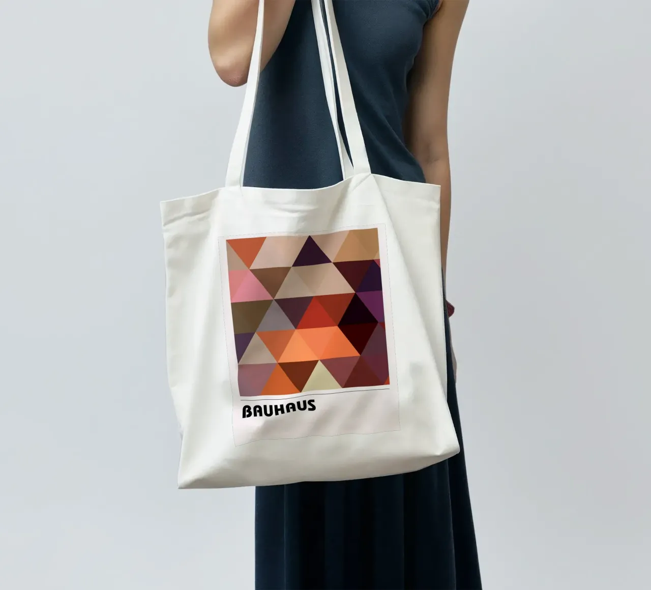 Bauhaus Triangle Grid - Geometric Abstract Modern Art Print Jutebeutel von NorwesClub