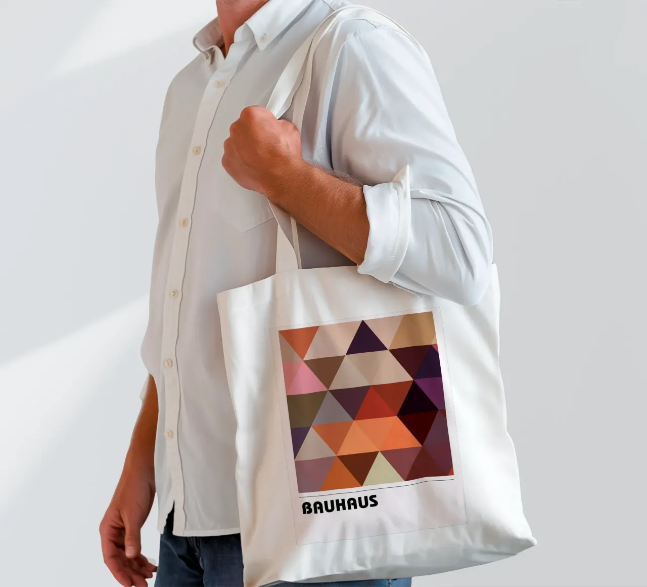 Bauhaus Triangle Grid - Geometric Abstract Modern Art Print Jutebeutel von NorwesClub