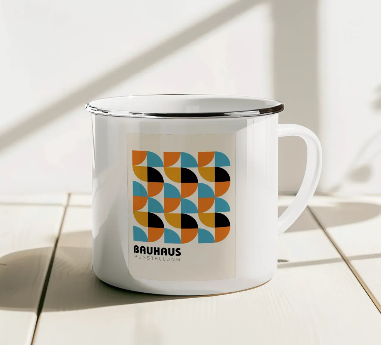 Mostra Bauhaus Geometrico - Astratto moderno di metà secolo tazza in smalto da NorwesClub