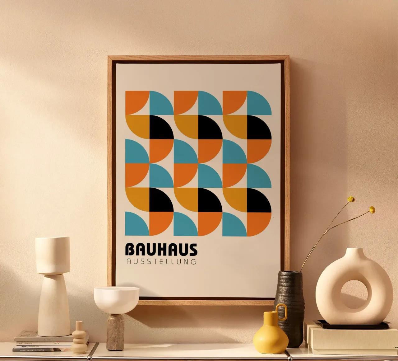 Exposición Bauhaus Geométrica - Moderna de mediados de siglo Abstracta lienzo de NorwesClub
