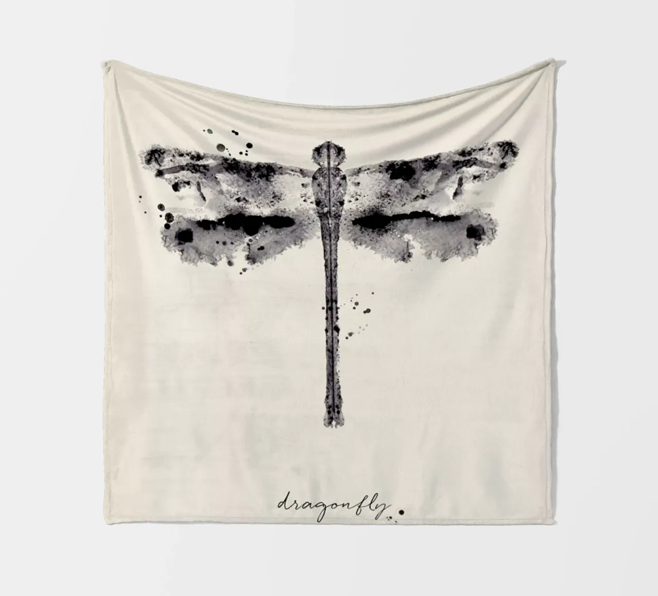 Ink Dragonfly Black & White coperta in pile da Flora & Fauna