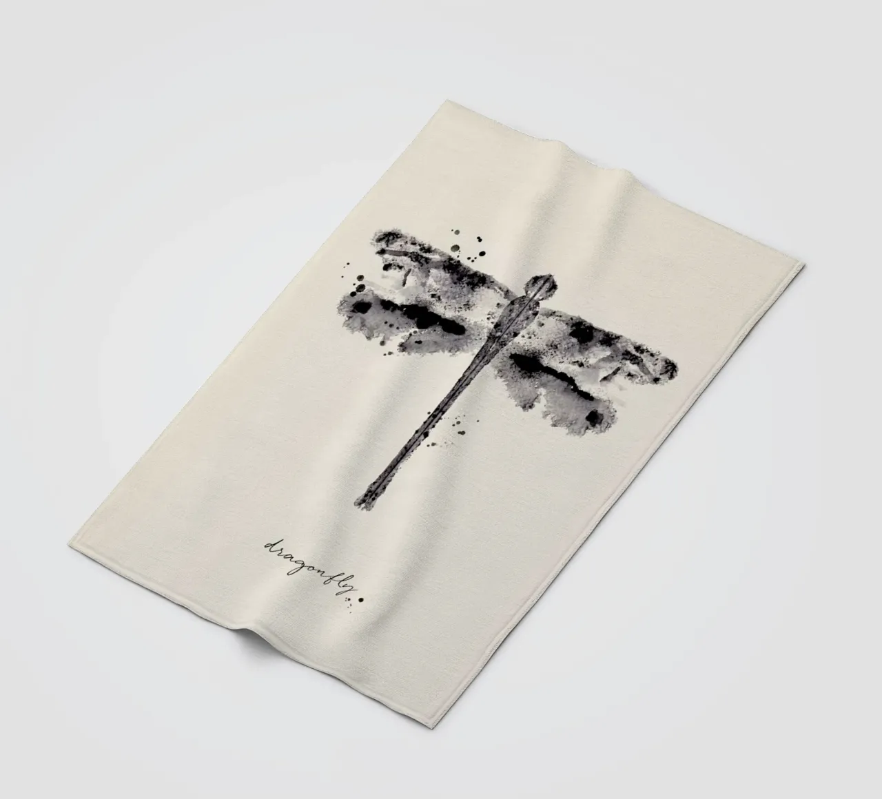 Ink Dragonfly Black & White coperta in pile da Flora & Fauna