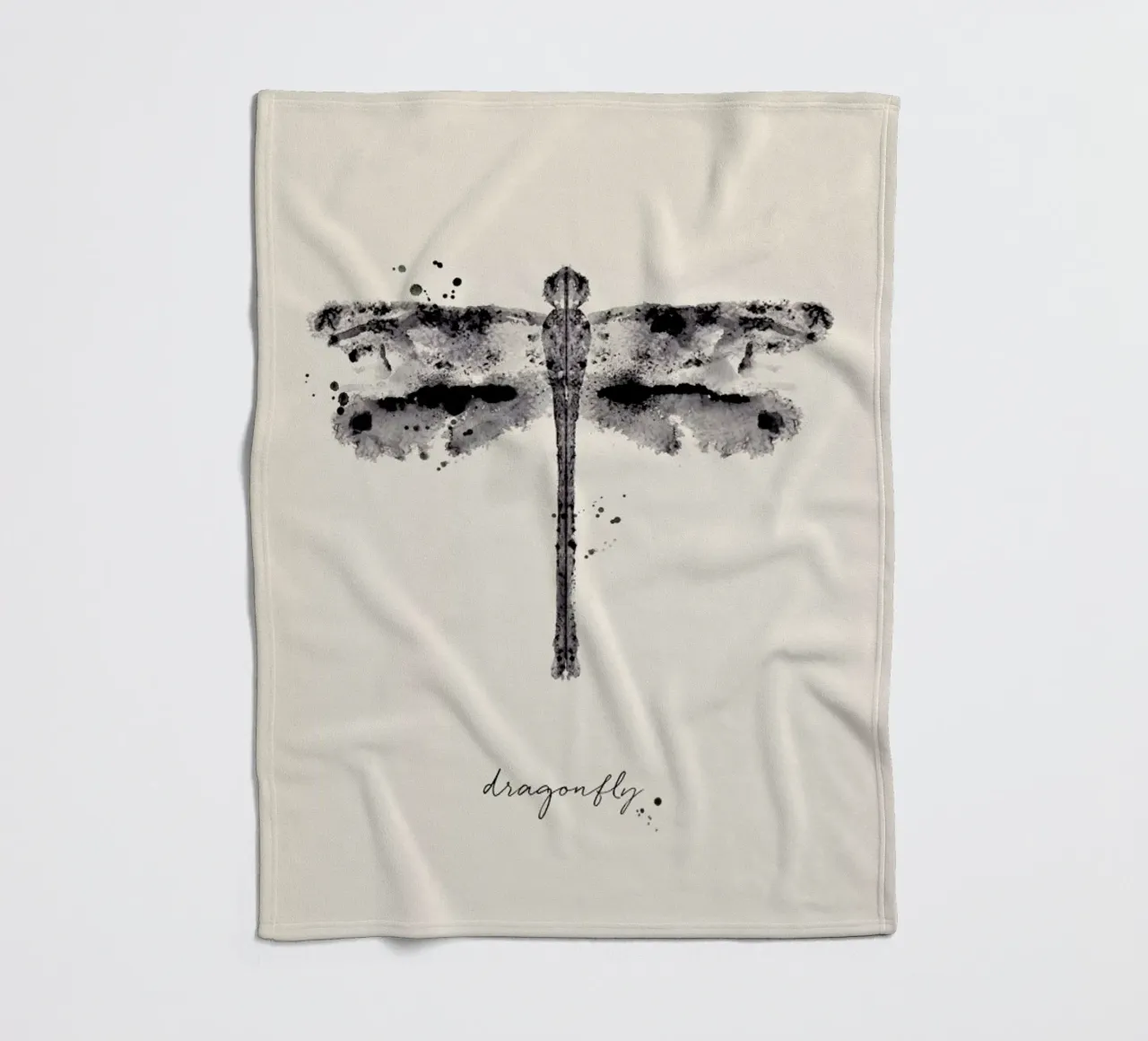 Ink Dragonfly Black & White coperta in pile da Flora & Fauna