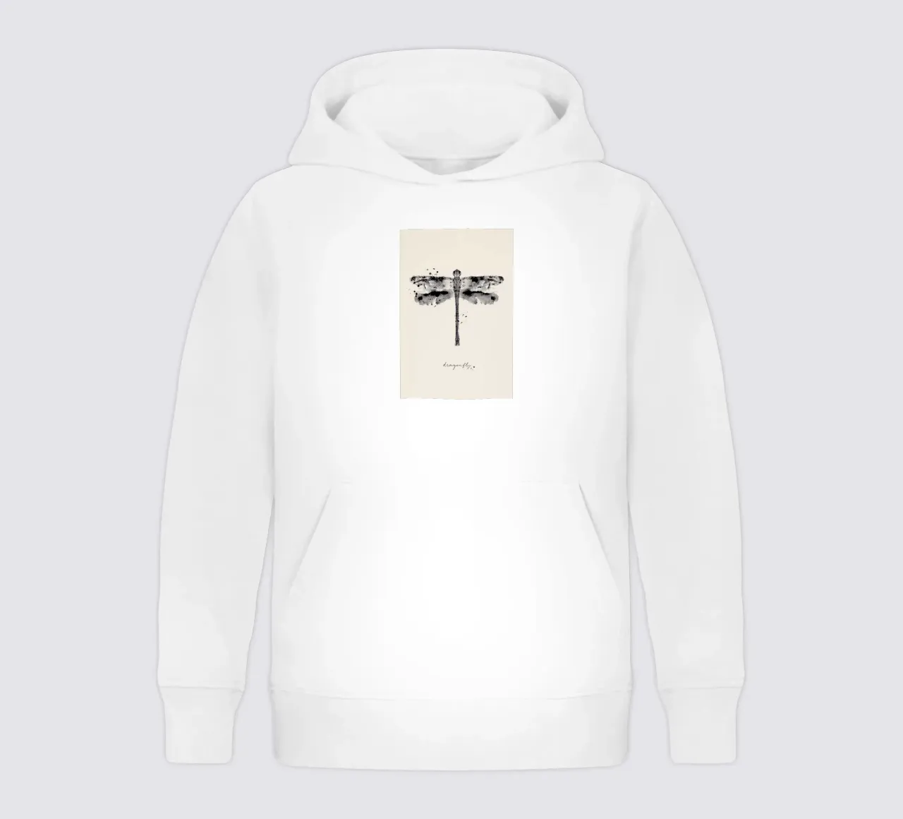 Ink Dragonfly Black & White Kinder Hoodie von Flora & Fauna