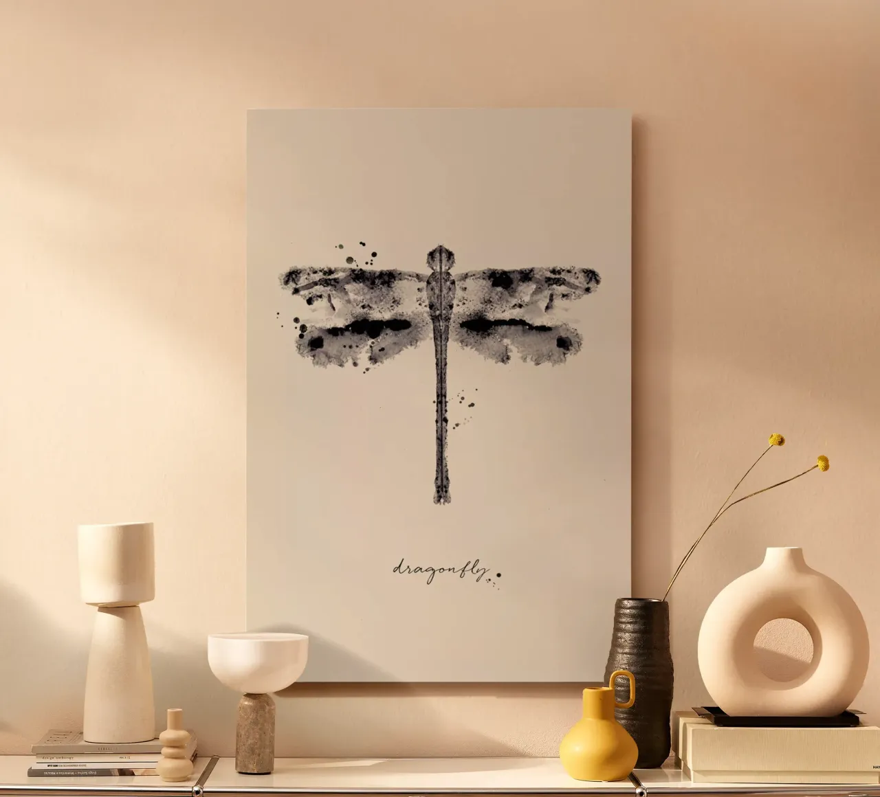Ink Dragonfly Black & White alluminio dibond da Flora & Fauna