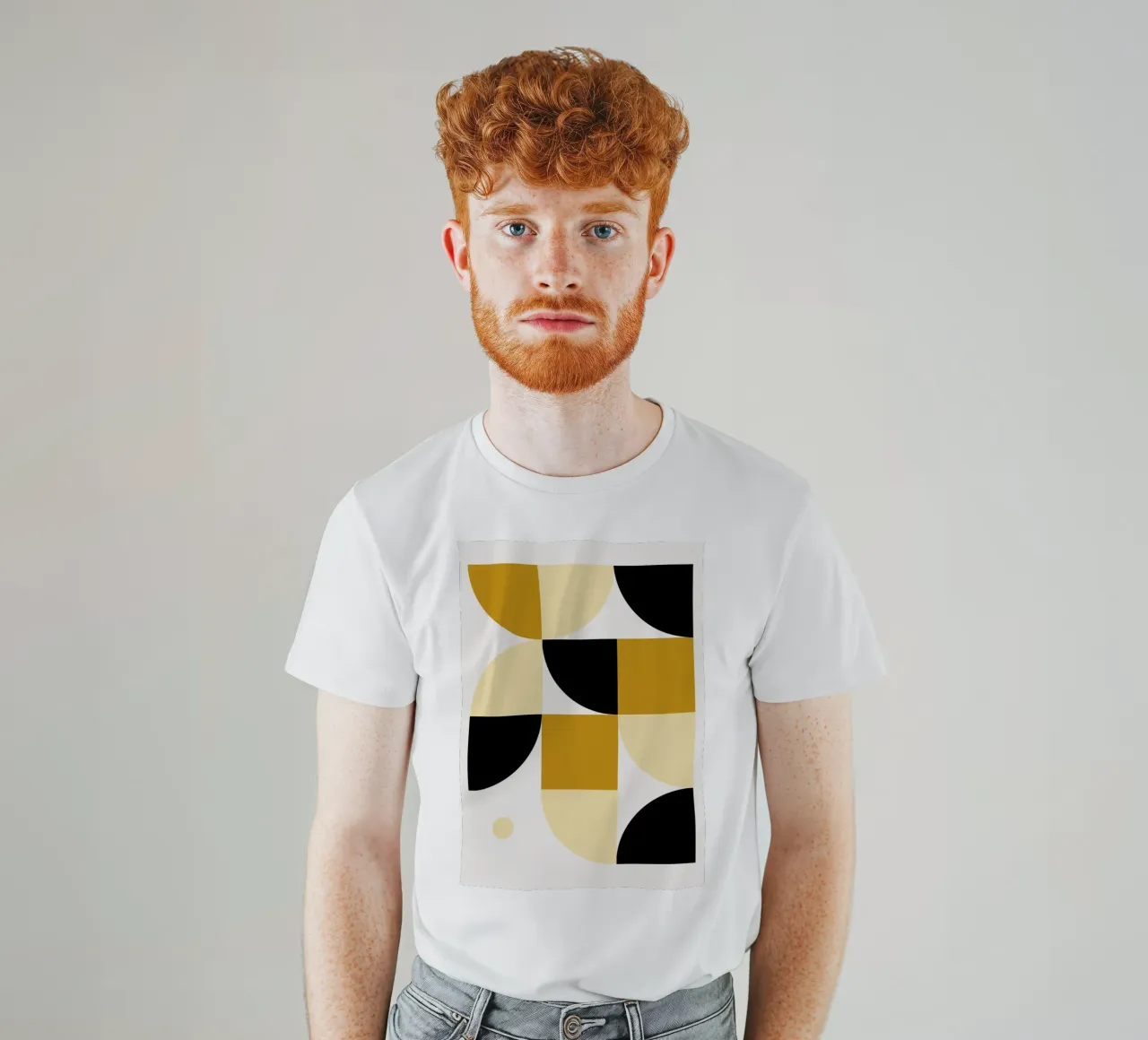 "L'Or de Cajamarca" - Mid-Century Geometric Abstract Art t-shirt by NorwesClub