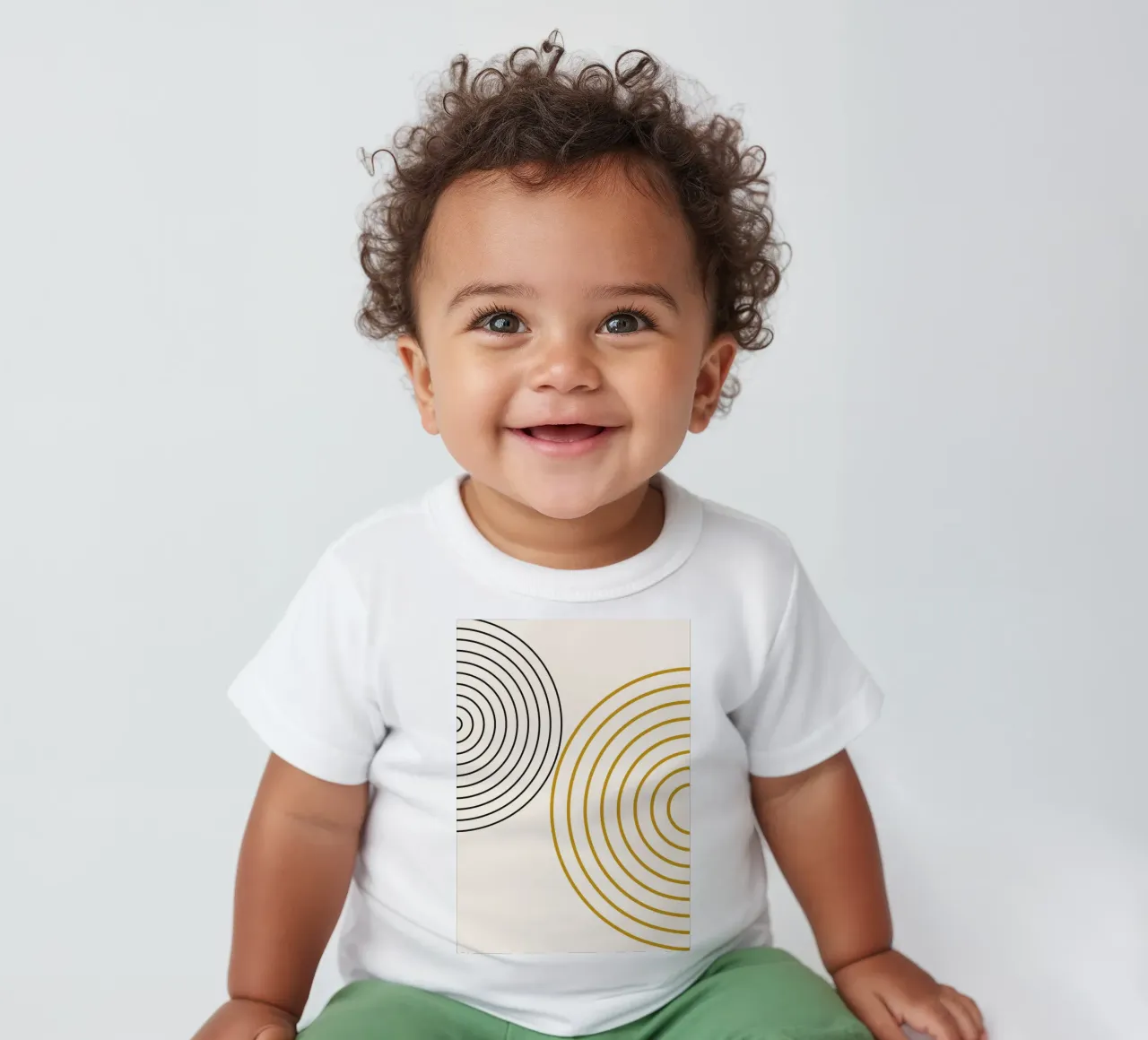 Concentric Circles Abstract - Modern Minimalist Gold & Black baby t-shirt by NorwesClub
