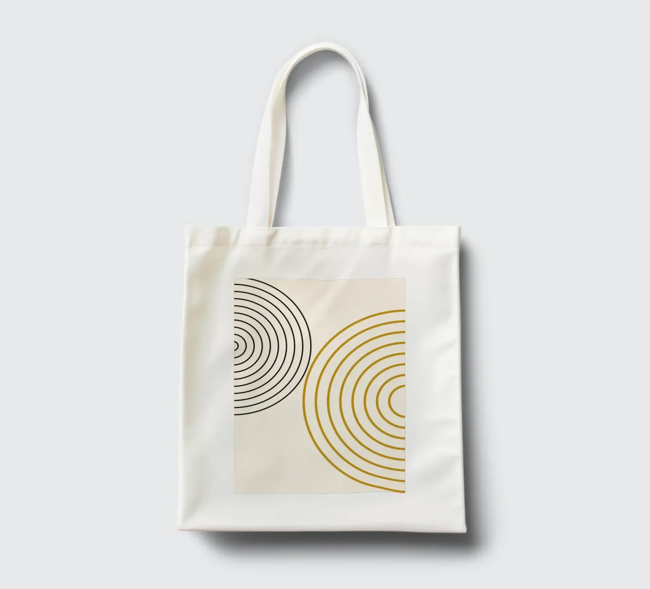 Concentrische cirkels abstract - Modern minimalistisch goud & zwart jute draagtas van NorwesClub