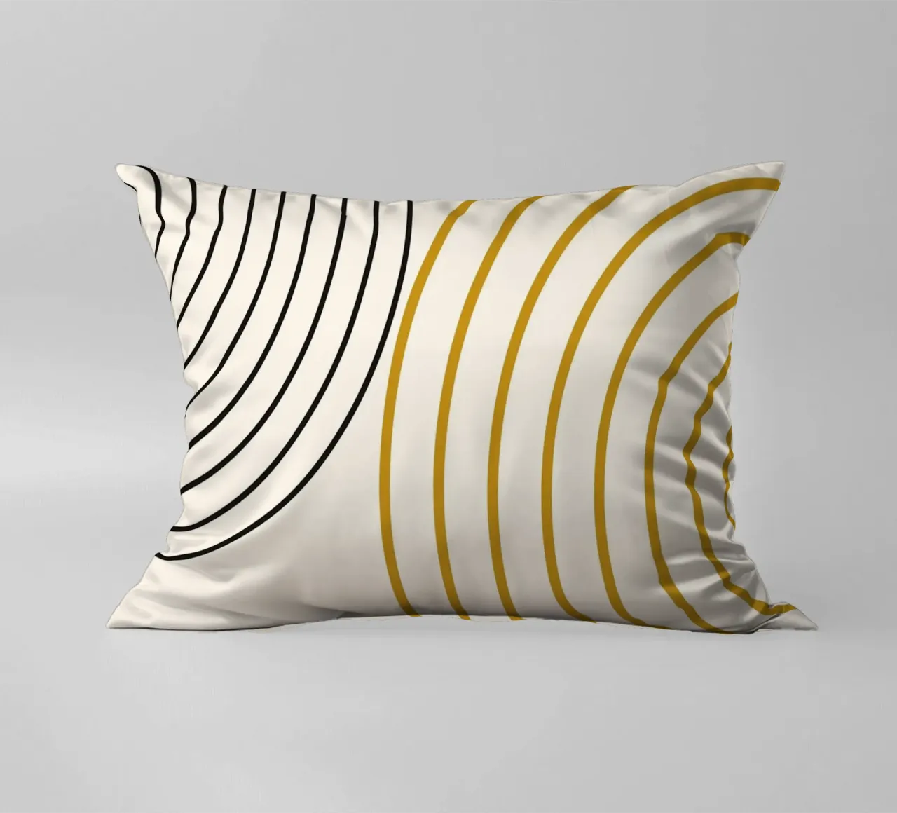 Concentric Circles Abstract - Modern Minimalist Gold & Black decorative cushion by NorwesClub