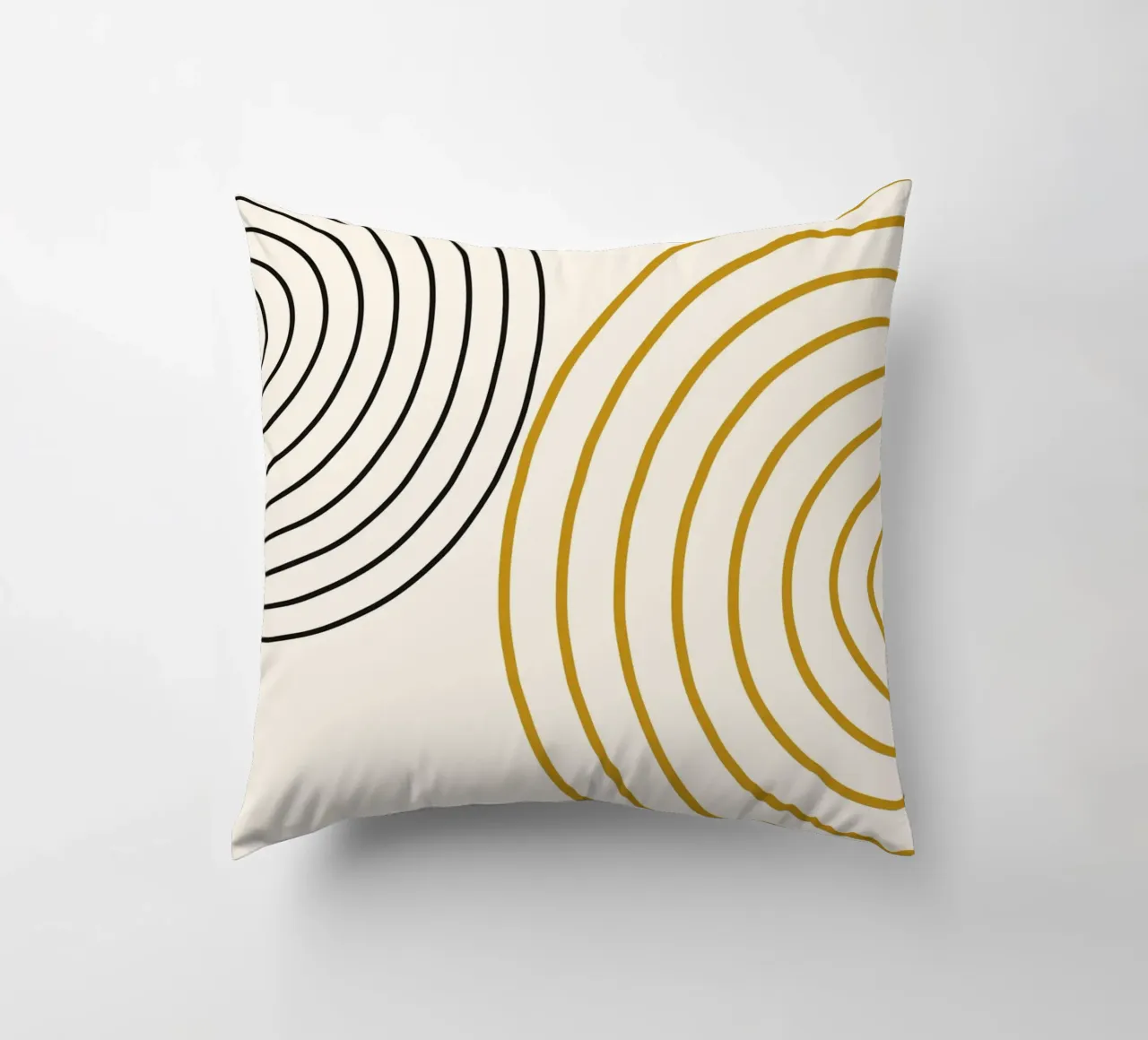 Concentric Circles Abstract - Modern Minimalist Gold & Black decorative cushion by NorwesClub