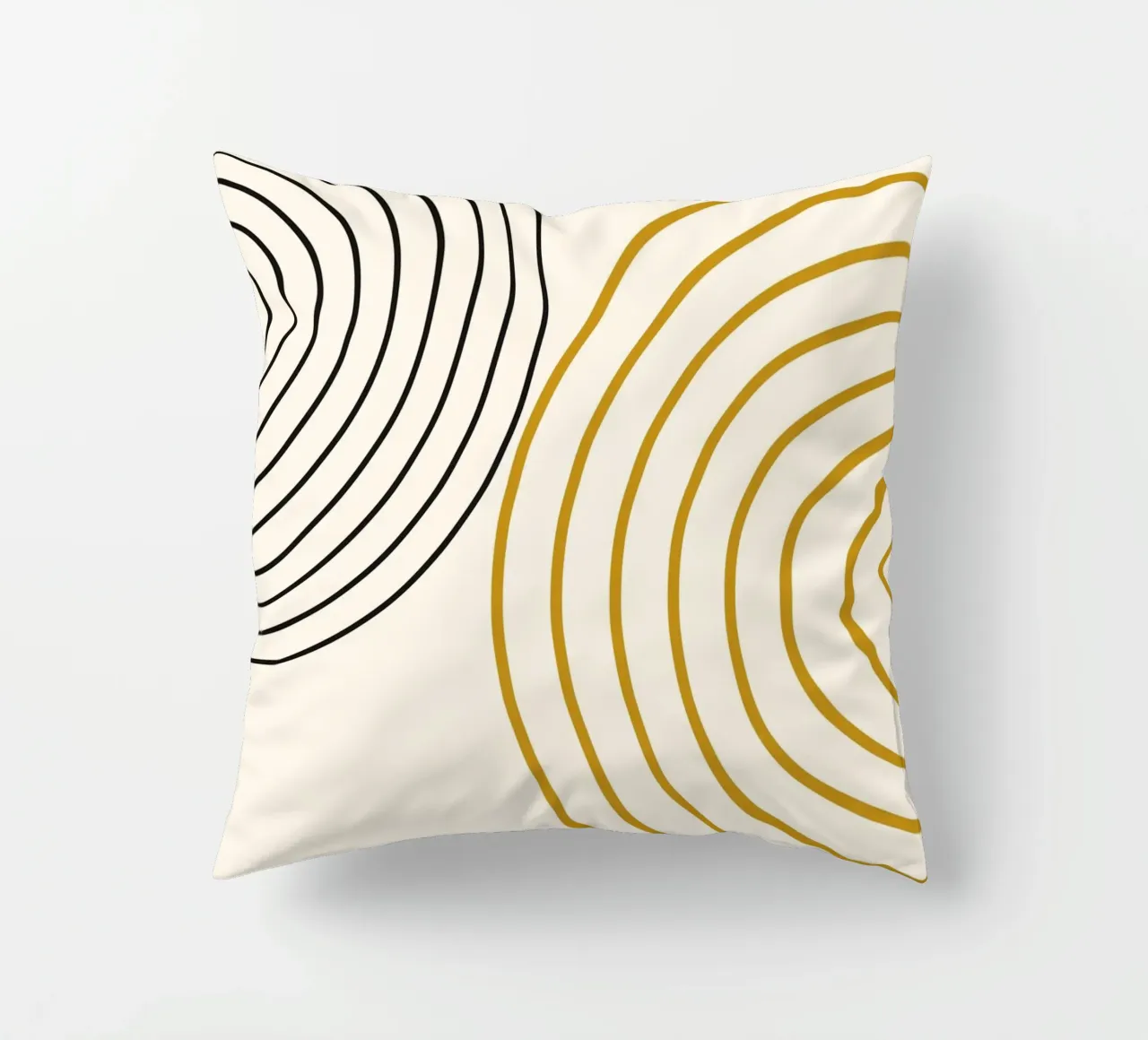 Concentric Circles Abstract - Modern Minimalist Gold & Black decorative cushion by NorwesClub