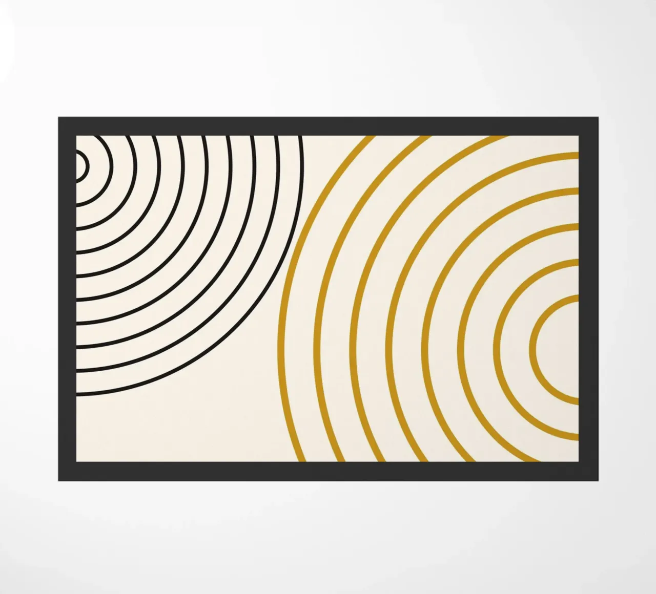Concentric Circles Abstract - Modern Minimalist Gold & Black doormat by NorwesClub