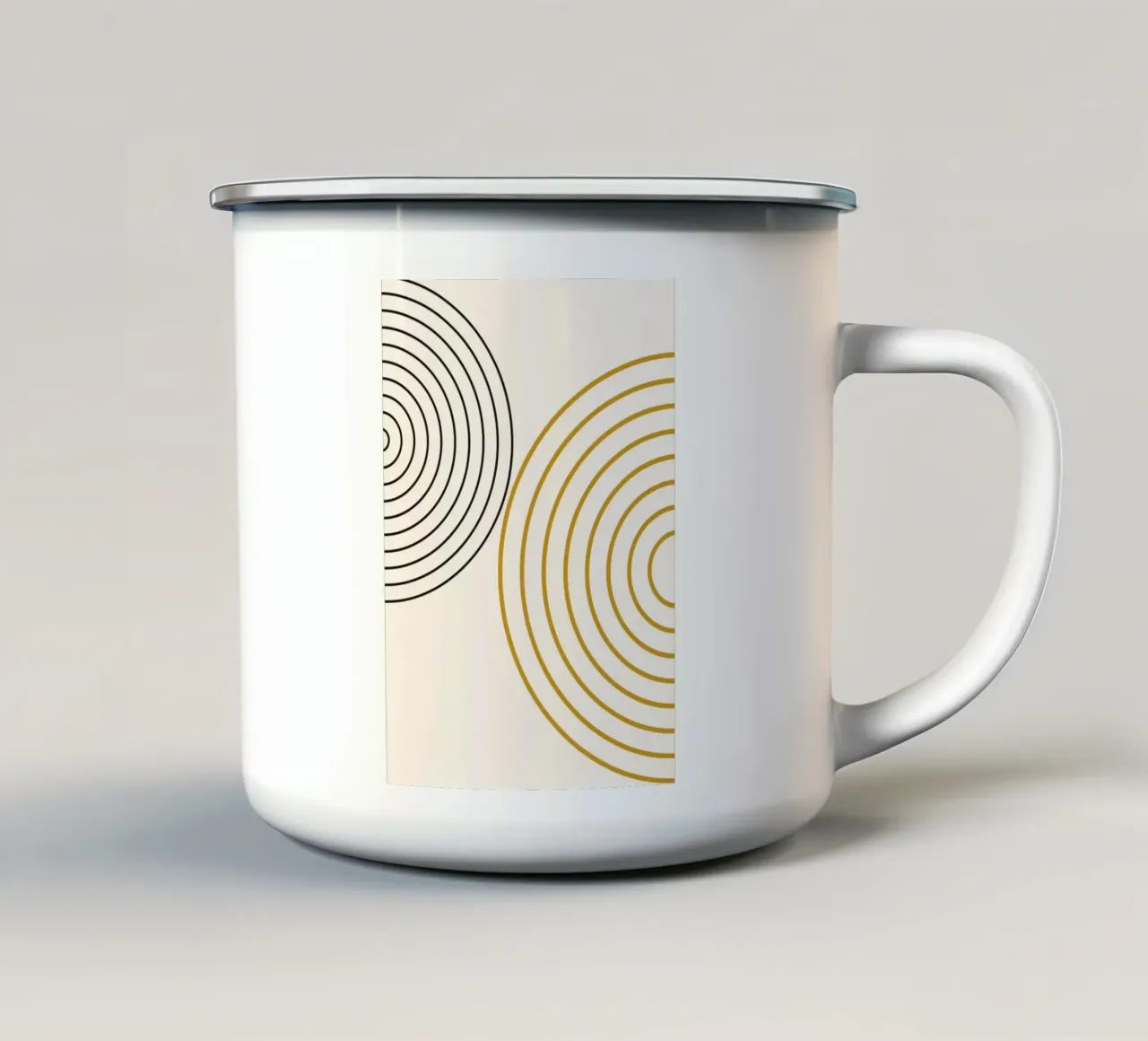 Cerchi concentrici astratti - Oro e nero moderno e minimalista tazza in smalto da NorwesClub
