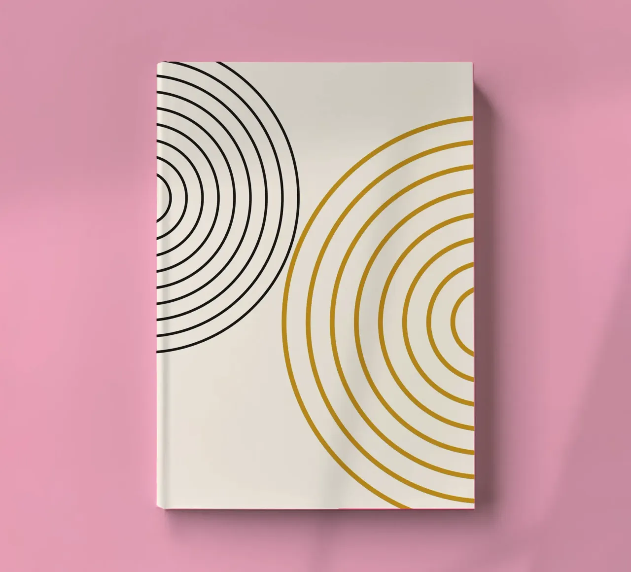 Concentric Circles Abstract - Modern Minimalist Gold & Black notebook by NorwesClub