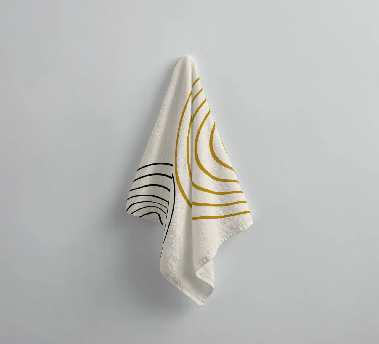 Concentric Circles Abstract - Modern Minimalist Gold & Black towel by NorwesClub
