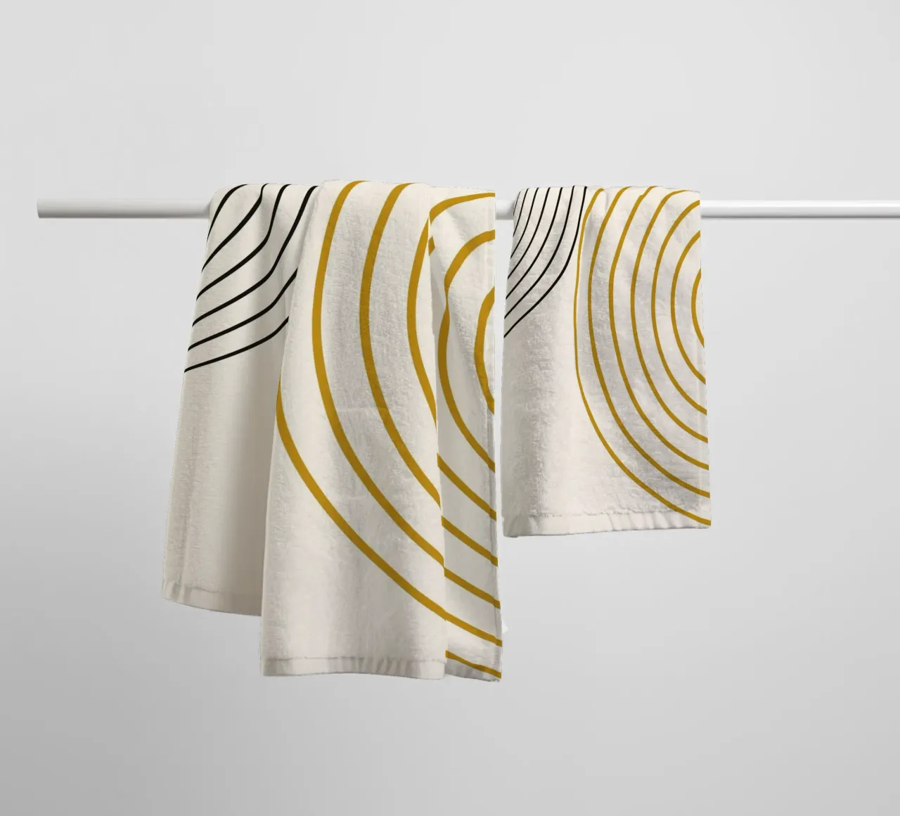 Concentric Circles Abstract - Modern Minimalist Gold & Black towel by NorwesClub