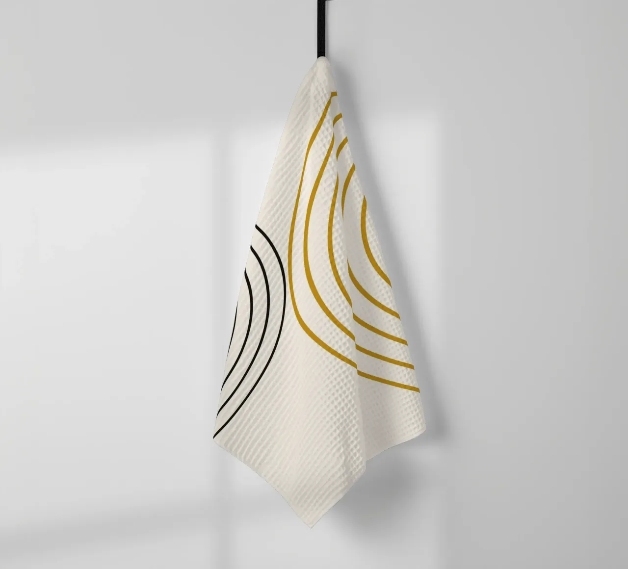 Cercles concentriques abstraits - Moderne Minimaliste Or et Noir torchon de NorwesClub