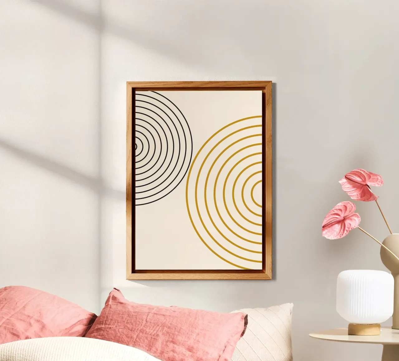 Concentric Circles Abstract - Modern Minimalist Gold & Black alu-dibond by NorwesClub