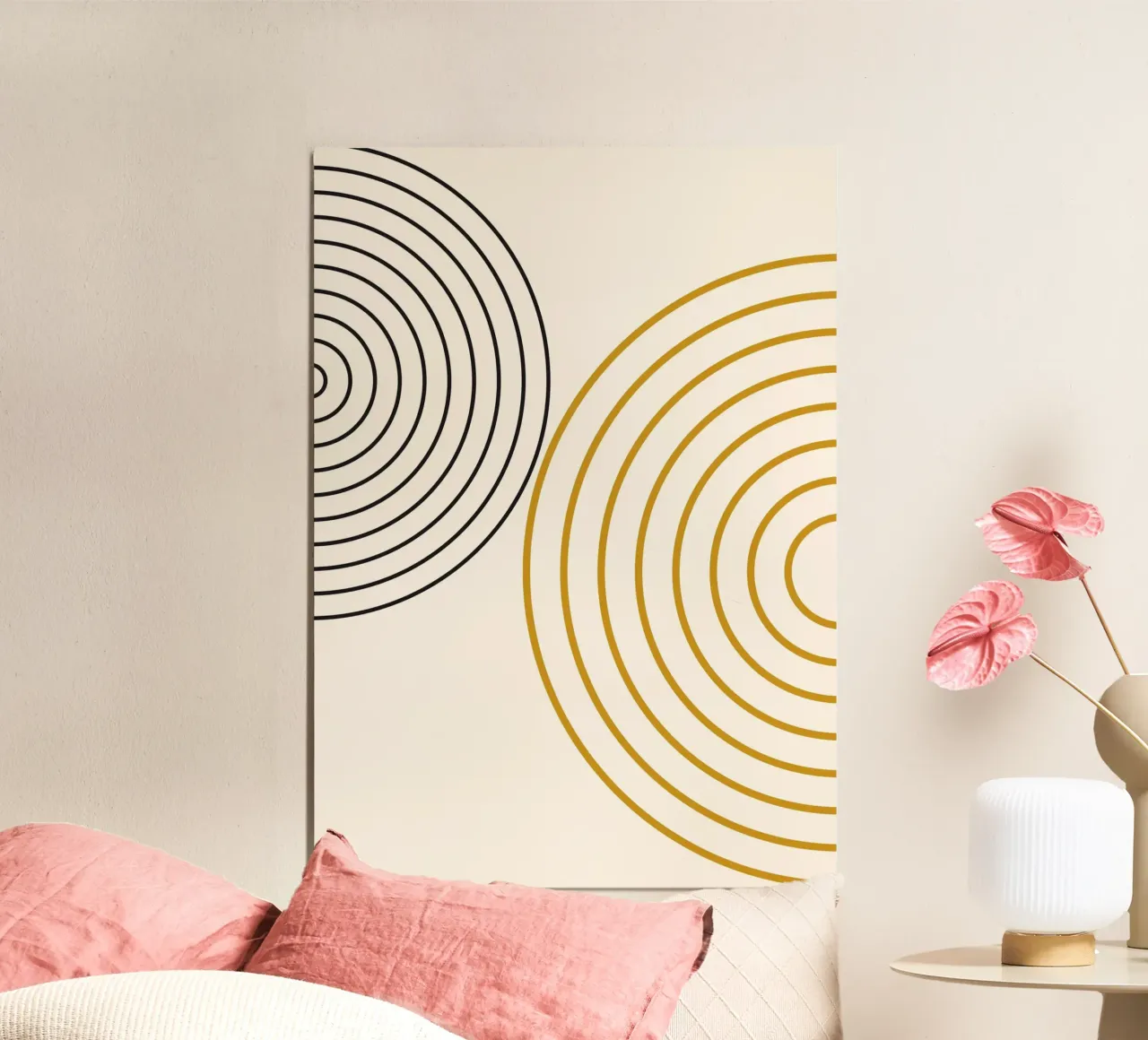 Concentric Circles Abstract - Modern Minimalist Gold & Black hahnemühle by NorwesClub