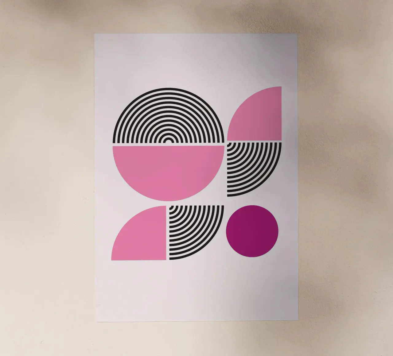 Pink & Black Geometric Harmony - Modern Abstract Art Print backlit film by NorwesClub