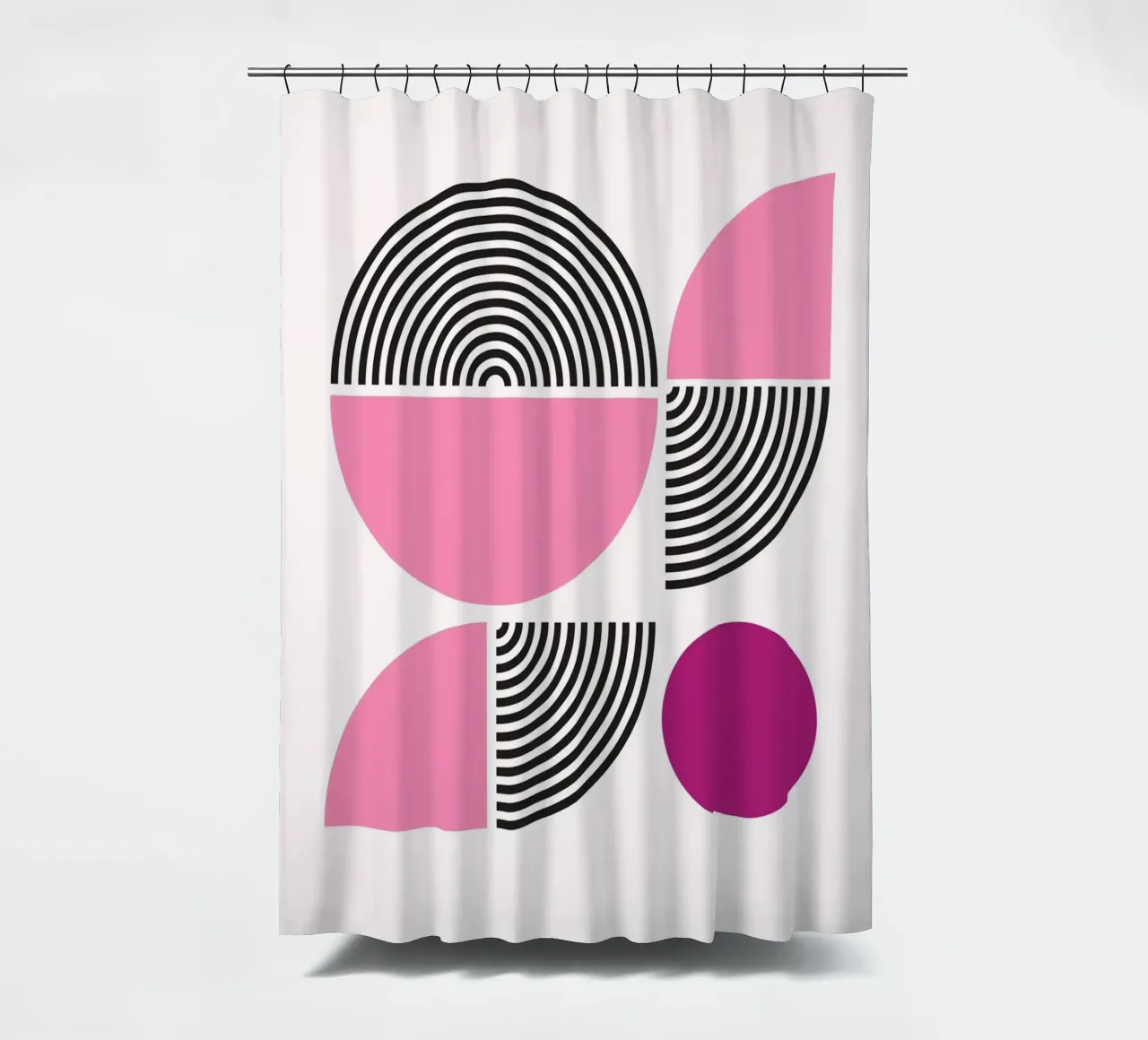Roze & Zwart Geometrische Harmonie - Moderne Abstracte Kunstdruk douchegordijn van NorwesClub
