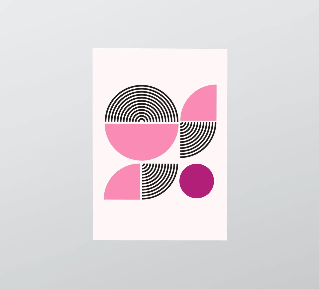 Pink & Black Geometric Harmony - Modern Abstract Art Print sticker by NorwesClub