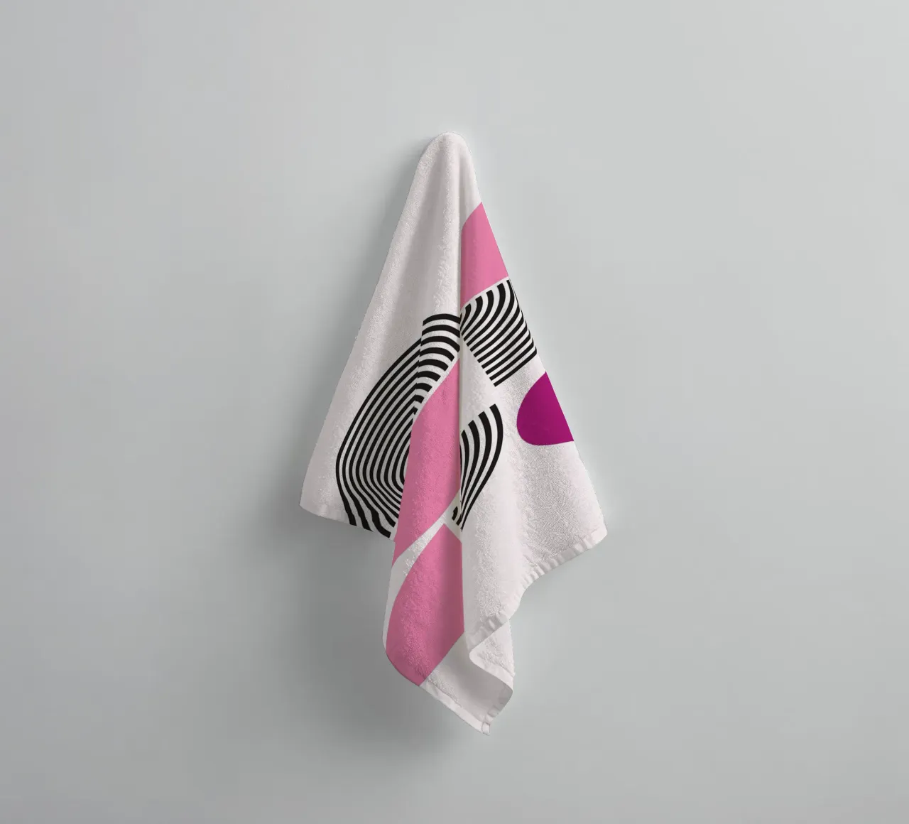 Pink & Black Geometric Harmony - Modern Abstract Art Print towel by NorwesClub