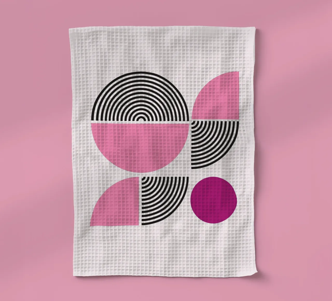 Roze & Zwart Geometrische Harmonie - Moderne Abstracte Kunstdruk theedoek van NorwesClub