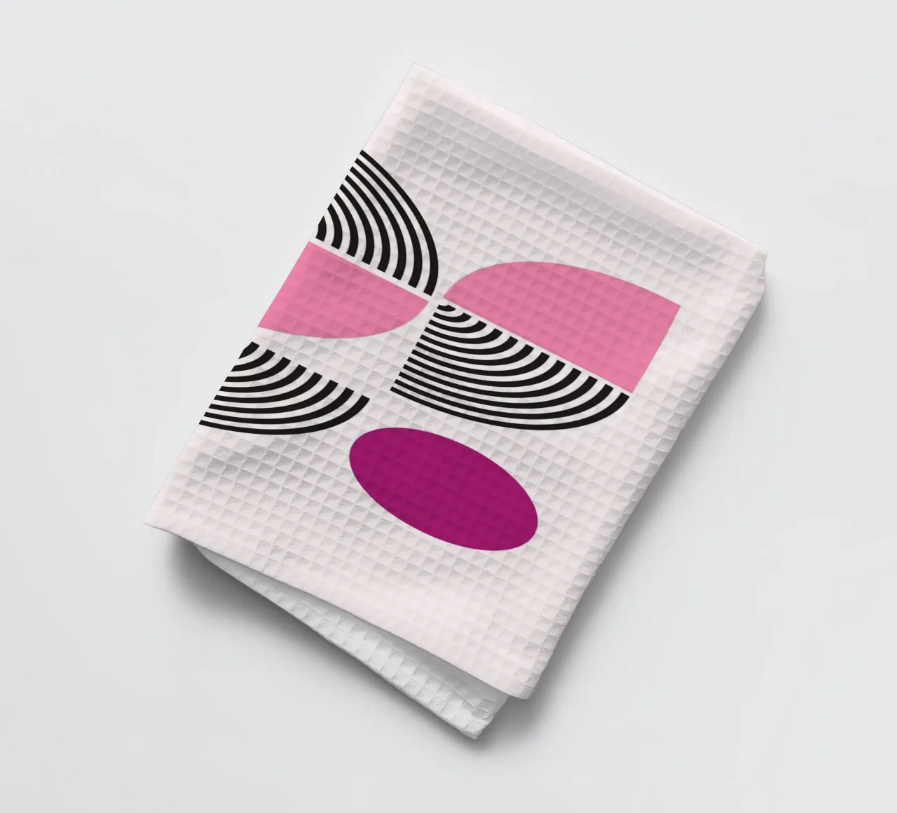 Roze & Zwart Geometrische Harmonie - Moderne Abstracte Kunstdruk theedoek van NorwesClub