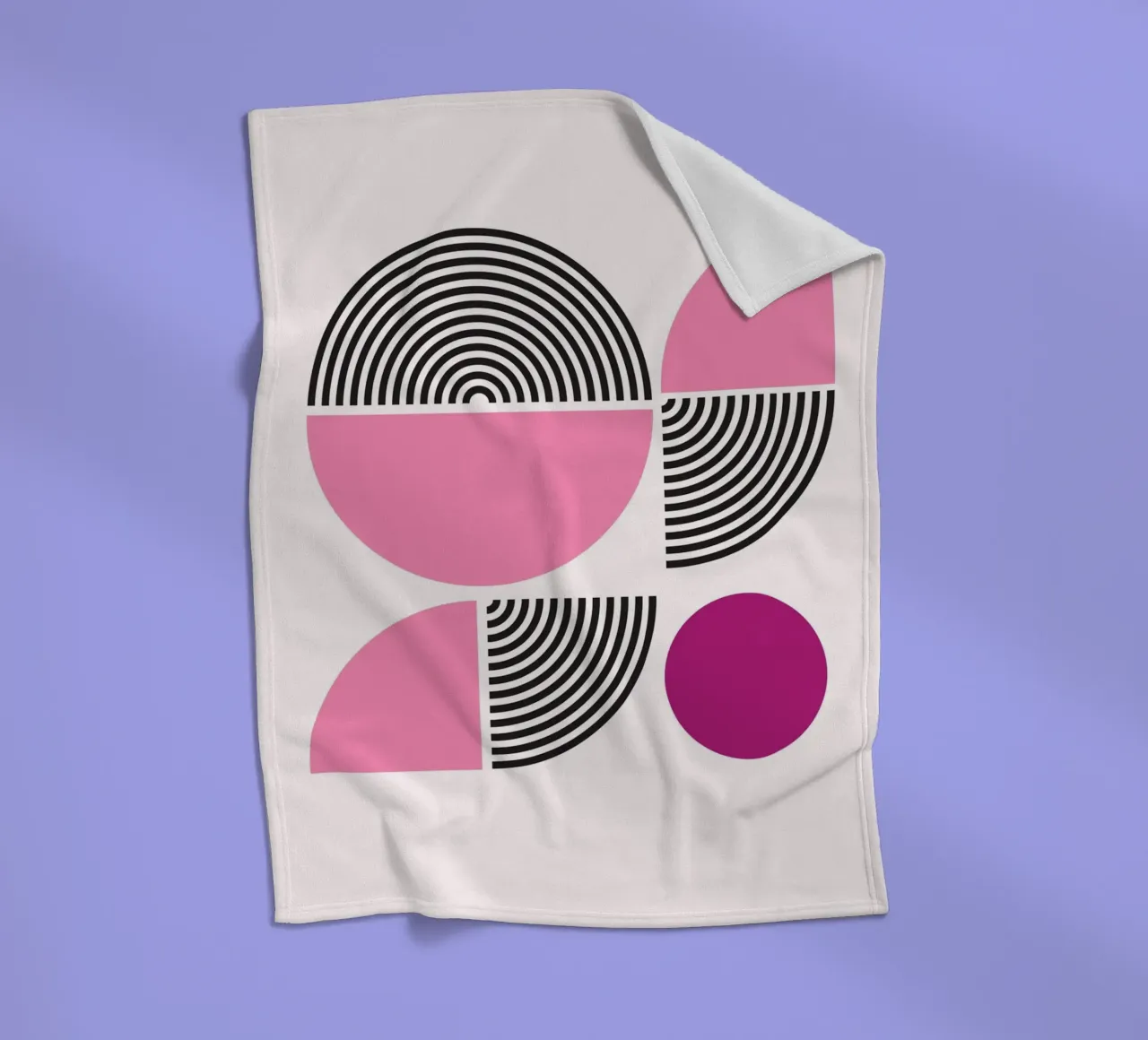 Roze & Zwart Geometrische Harmonie - Moderne Abstracte Kunstdruk fleecedeken van NorwesClub