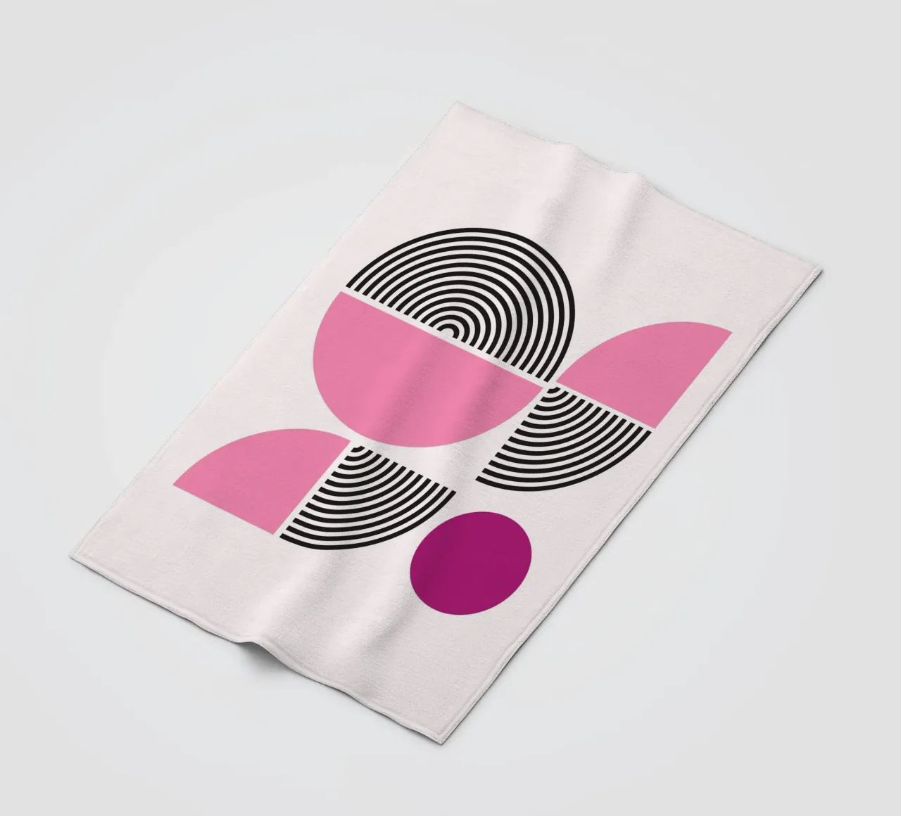 Roze & Zwart Geometrische Harmonie - Moderne Abstracte Kunstdruk fleecedeken van NorwesClub