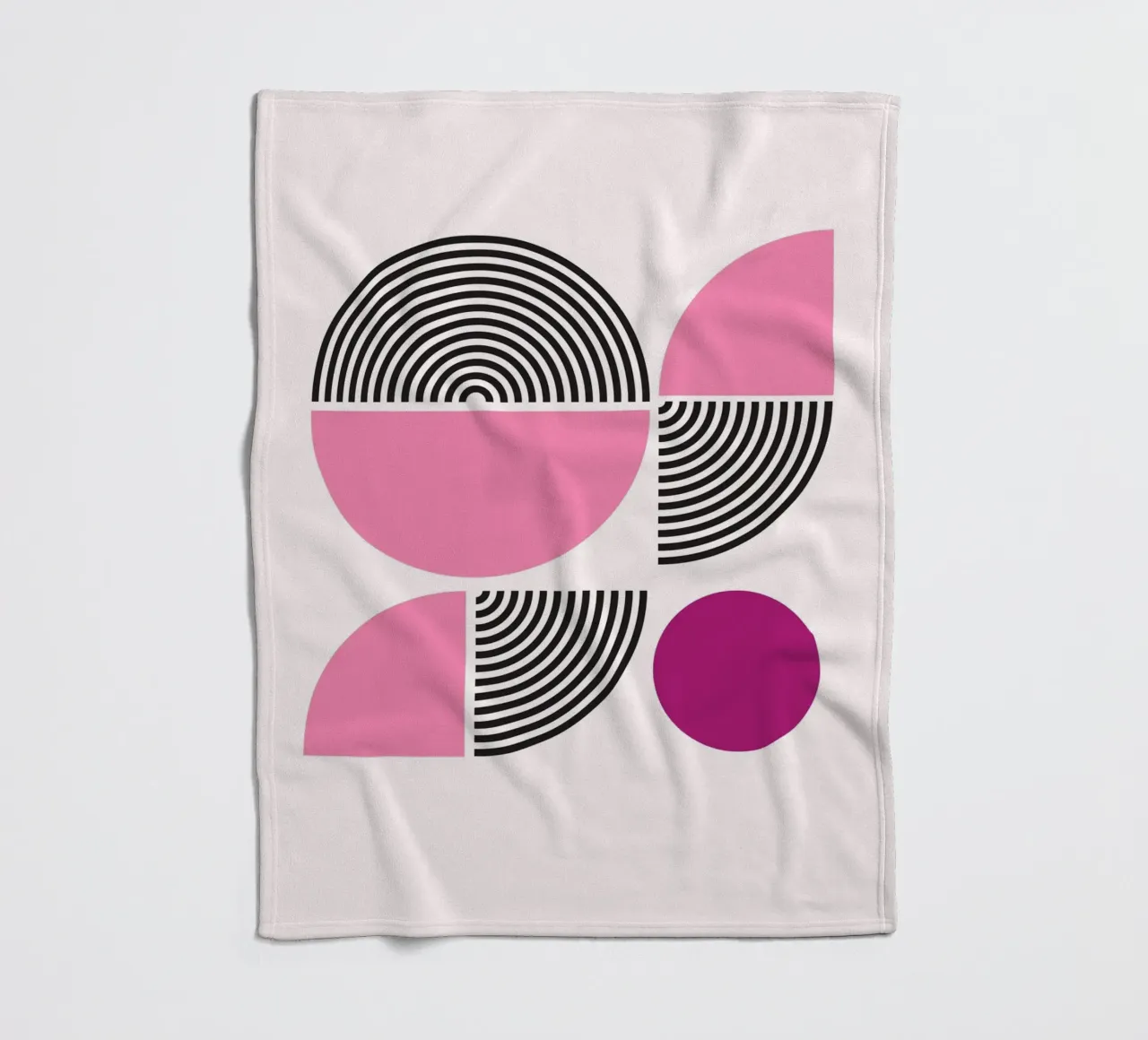 Roze & Zwart Geometrische Harmonie - Moderne Abstracte Kunstdruk fleecedeken van NorwesClub