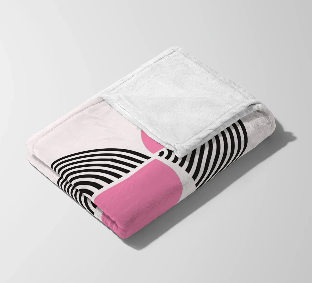 Roze & Zwart Geometrische Harmonie - Moderne Abstracte Kunstdruk fleecedeken van NorwesClub