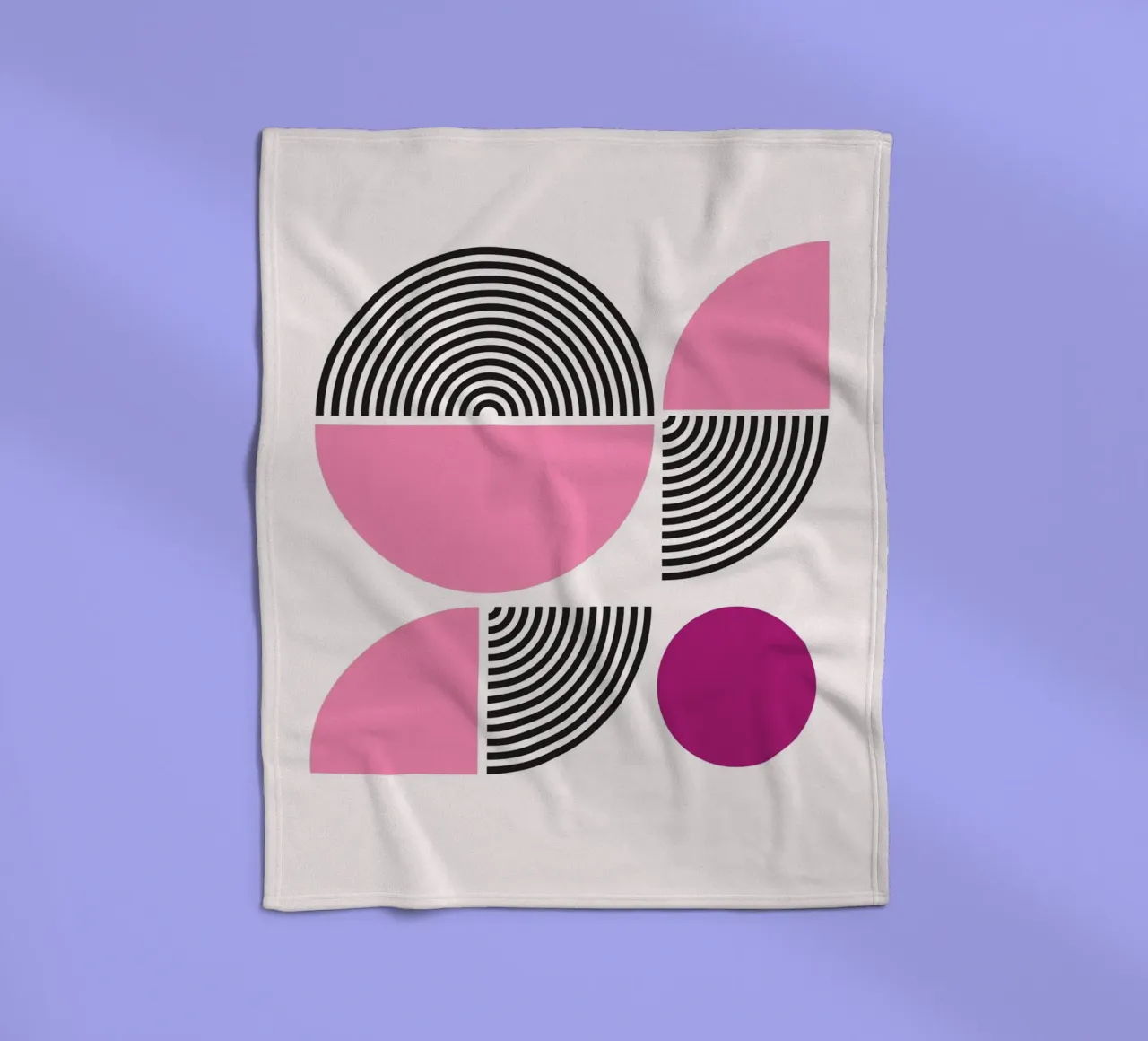 Roze & Zwart Geometrische Harmonie - Moderne Abstracte Kunstdruk fleecedeken van NorwesClub