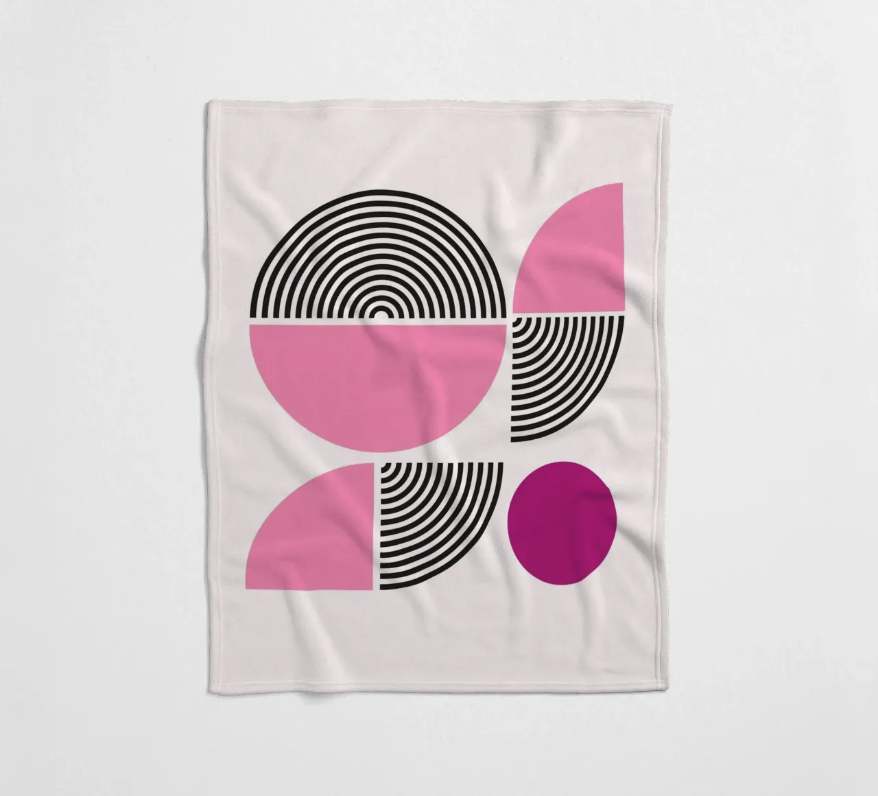 Roze & Zwart Geometrische Harmonie - Moderne Abstracte Kunstdruk fleecedeken van NorwesClub