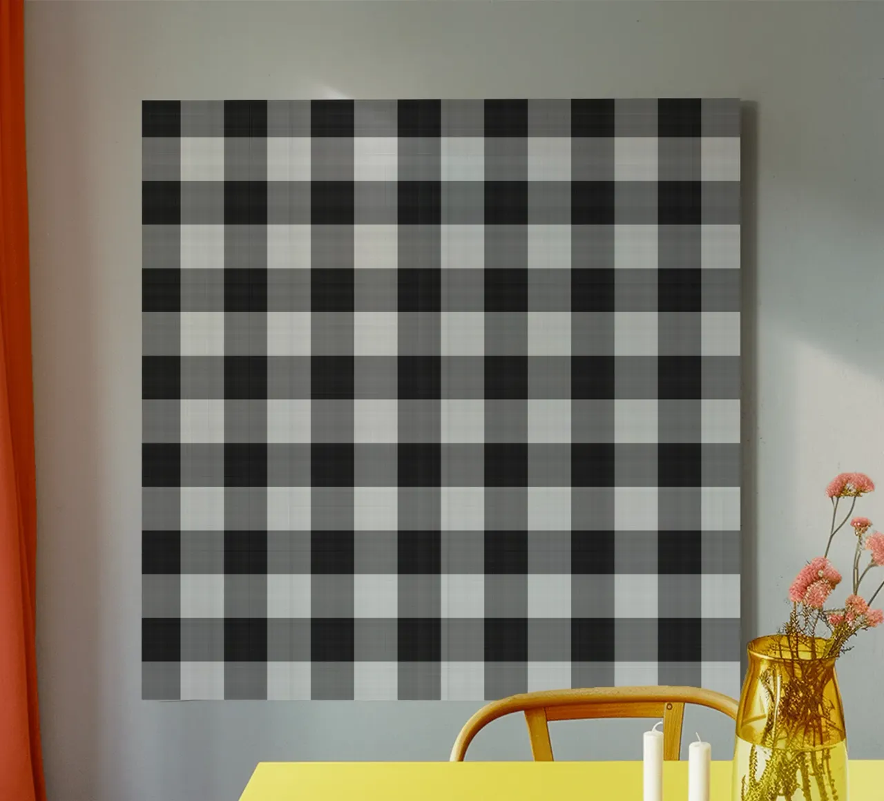 Gingham in zwart groot canvas met Baklijst van Happy Littles