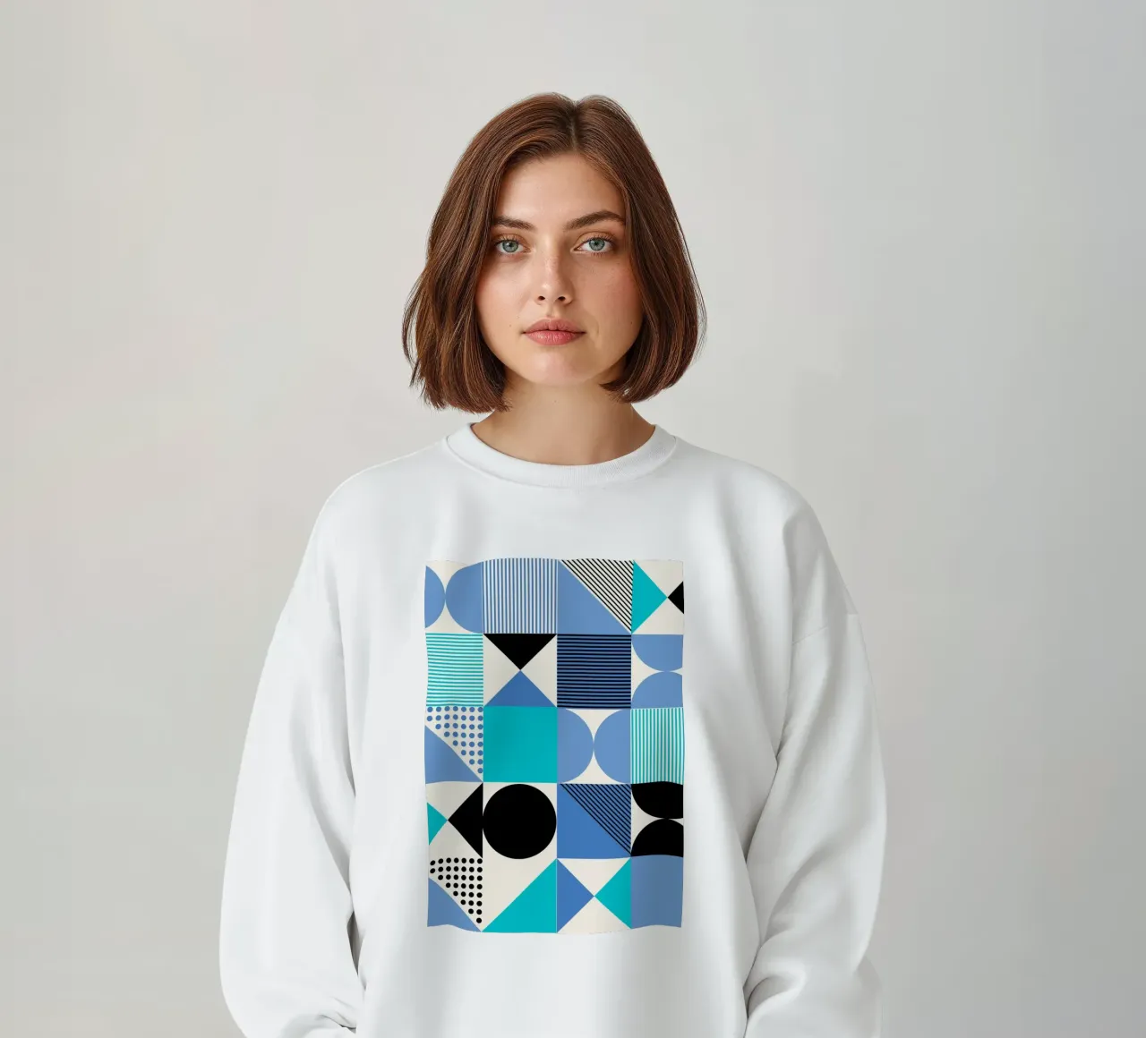 Bauhaus Blue Grid - Geometric Abstract Modern Art Print sudadera de NorwesClub