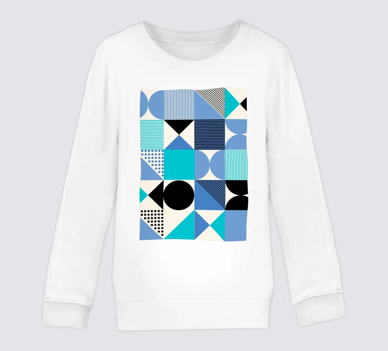 Bauhaus blauw raster - Geometrische abstracte moderne kunstdruk kinder sweatshirt van NorwesClub